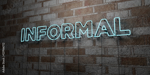 Fotografie, Obraz INFORMAL - Glowing Neon Sign on stonework wall - 3D rendered royalty free stock illustration