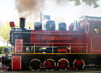 Wall Mural - Steam locomotive blowing off the smoke