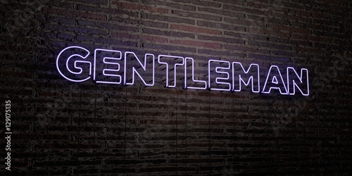 Fotografie, Obraz GENTLEMAN -Realistic Neon Sign on Brick Wall background - 3D rendered royalty free stock image