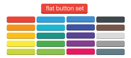flat web buttons set vector isolated material design
