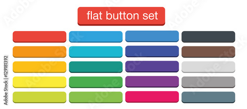 Fotografía Flat Web Buttons Set Vector Isolated Material Design