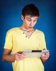 Sticker - Young Man with Tablet