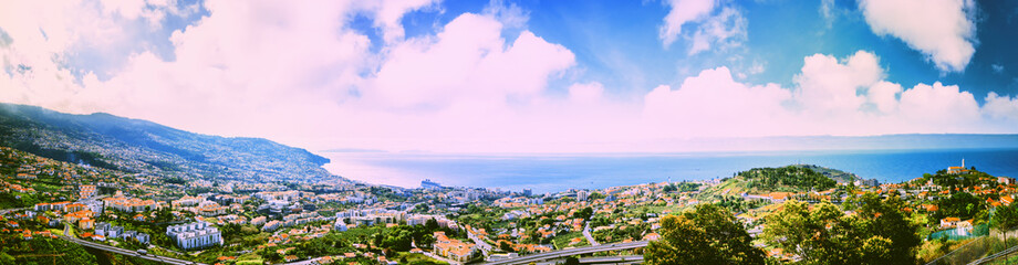 Wall Mural - Panoramic landscape with view of Funchal, Madeira island