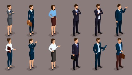 Wall Mural - people isometric 3d, isometric businessmen and business woman business clothes human movement. conce