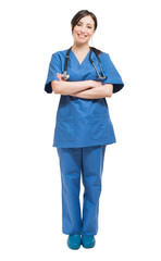 Young nurse full length portrait