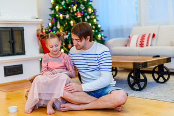 Sticker - Family at home decorated for Christmas