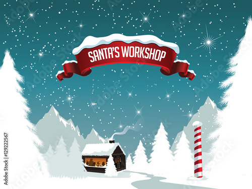 Fotografie, Obraz hristmas Santa's workshop at the scenic north pole