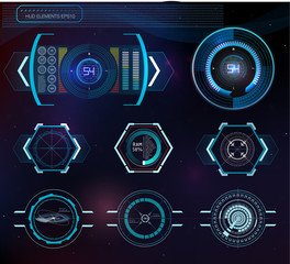 Poster - Abstract background with different elements of the hud. Hud elements. Vector illustration. Head-up display elements for Info-graphic elements.
