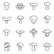 Mushrooms icons set. Mushroom stem and cap, thin line design. The body of the fungus, linear symbols collection. toxic and non-toxic. isolated vector illustration.
