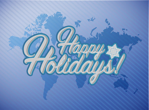 Happy holidays sign blue background