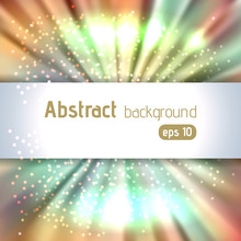 Background With Colorful Light Rays. Abstract Background. Vector Illustration. Beige, Green, White Colors.