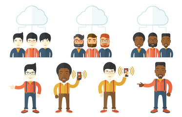 Sticker - Vector set of illustrations with business people.