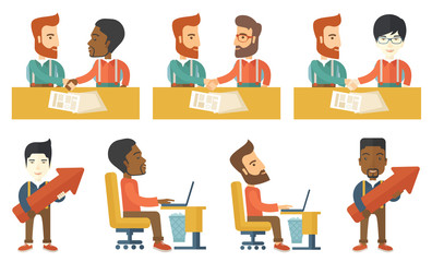 Sticker - Vector set of illustrations with business people.