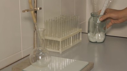 Wall Mural - chemical laboratory test tubes chemical laboratory for conducting experiments with a set of tools