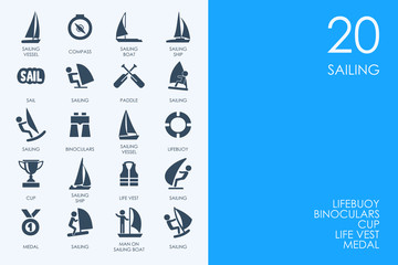 Poster - set of sailing icons