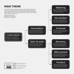 Organization chart template with geometric elements on white background. Useful for science and business presentations.