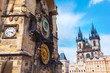 Old Town City Hall in Prague and Tyn Cathedral in the background, view from Old Town Square, Czech Republic