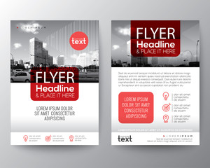 Wall Mural - Red Brochure cover Flyer Poster design Layout vector template in A4 size