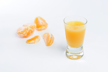 Orange fruit drink isolated on white, Freshly oranges mandarin close-up, 