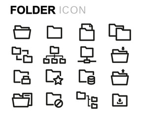 Sticker - Vector line folder icons set