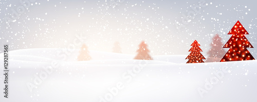 Foto-Leinwand ohne Rahmen - New Year banner with Christmas trees. (von Vjom)