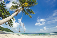 Sao Beach On Phu Quoc Island. Tropical Holidays Background.