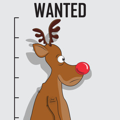 Poster - Happy New Year and Merry Christmas. Sad deer offender with a tattoo on the background wall with stadiometer. Attention wanted.