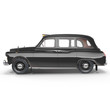 Side view Classic black British taxi on white. 3D illustration