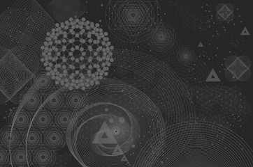 Wall Mural - sacred geometry symbols and elements background. cosmic, universe, big bang, alchemy, religion, phil