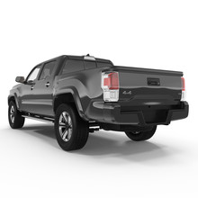 Rear View Of Empty Pick-up Truck On White. 3D Illustration