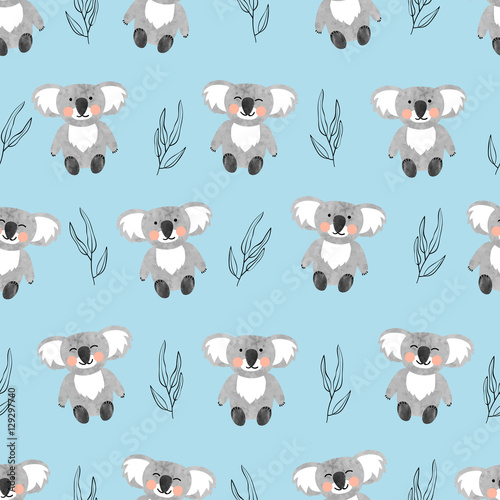 Seamless Pattern With Cute Watercolor Koala Bears On Blue Vector Background For Kids Buy This Stock Vector And Explore Similar Vectors At Adobe Stock Adobe Stock,Ultra Hd Black Panther Wallpaper Hd 1080p