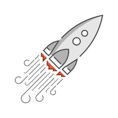 Wall Mural - vector line rocket icon. symbol start and growth