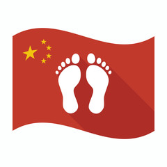 Sticker - Isolated China flag with two footprints