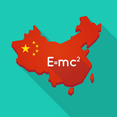 Long shadow China map with the Theory of Relativity formula