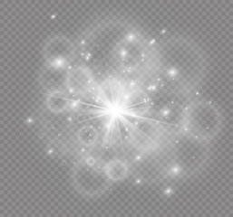 Wall Mural - glow light effect. star burst with sparkles.sun.