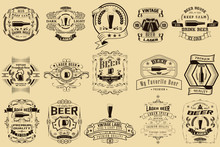 Set Of Labels For Beer And Alcoholic Beverages. Vintage Design. Badges For The Logo And Design.