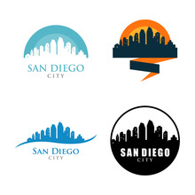 San Diego City Skyline Landscape Logo Symbol Set