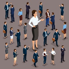 Wall Mural - people isometric 3d, the big boss is a woman leader, business, business wear. the concept of office 
