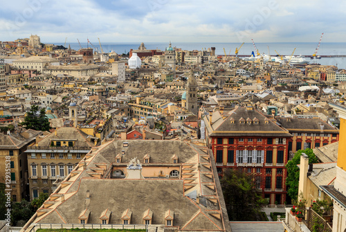 Fotografia Genoa, Genova, Italy, view of the old city and port.