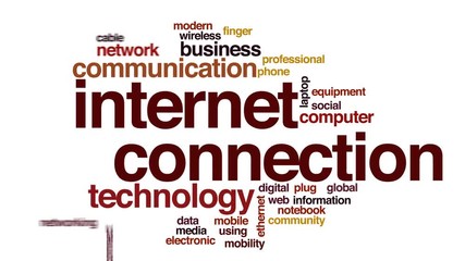 Wall Mural - Internet connection animated word cloud.