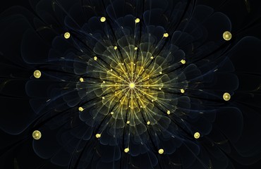 Aufkleber - abstract dark fractal flower computer generated image, background for text labels