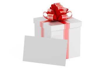 Poster - gift box with a blank card, 3d rendering