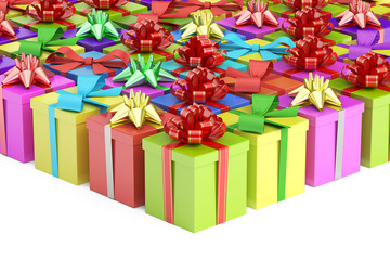 Poster - gift colored boxes, 3d rendering