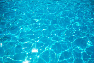  Blue and bright water surface and ripple wave in swimming pool