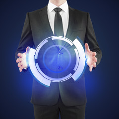 Aufkleber - Businessman holding digital button