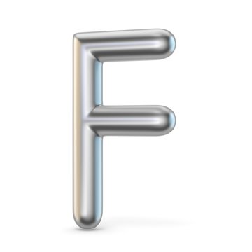 Metal alphabet symbol. Letter F 3D