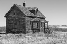 Old Prairie Farmhouse In Black And White