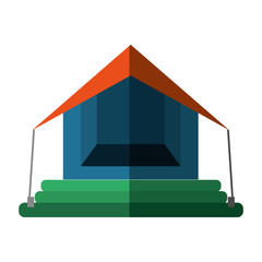 Poster - orange and blue tourism tent camping excursions shadow vector illustration eps 10