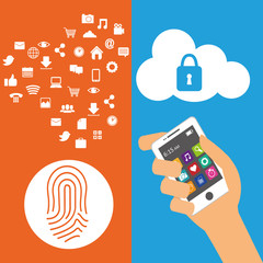 Sticker - wearable technology security cloud information vector illustration eps 10