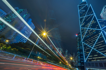 Traffic in downtown of Hong Kong,China.